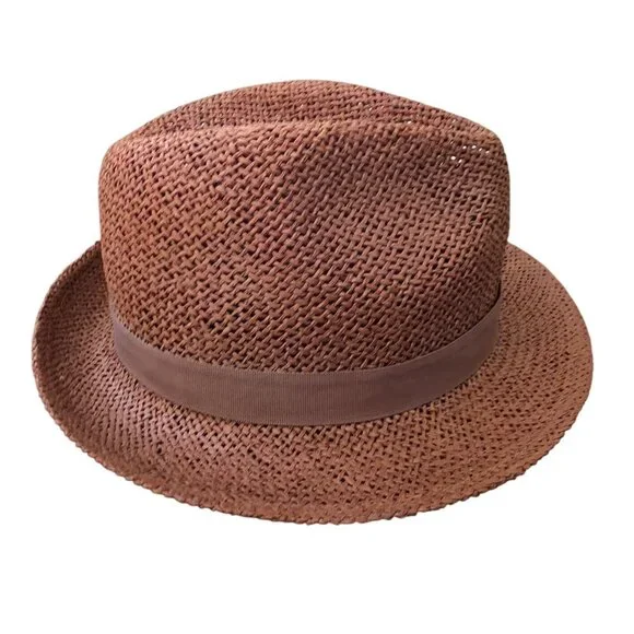 Walt Disney World Disneyland Resort Brown Mickey Mouse Woven Fedora Hat 7-3/8 - Picture 3 of 10